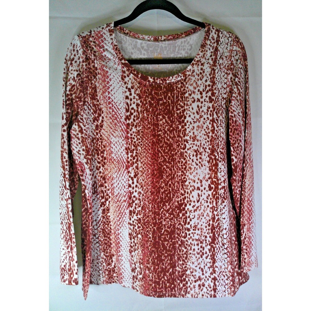 NWOT Belle by Kim Gravel TripleLuxe Modern Snake Printed Top Womens Size M